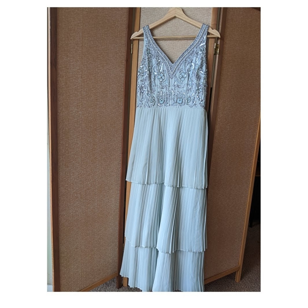 ASOS bridesmaid dress, blue sequin top